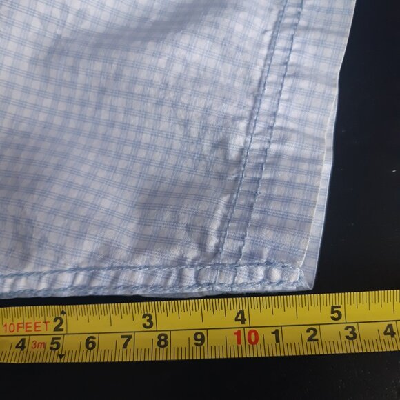 Emanuel Ungaro SZ L Light Blue & White Gingham Men's Button Up SS Shirt - Picture 11 of 12